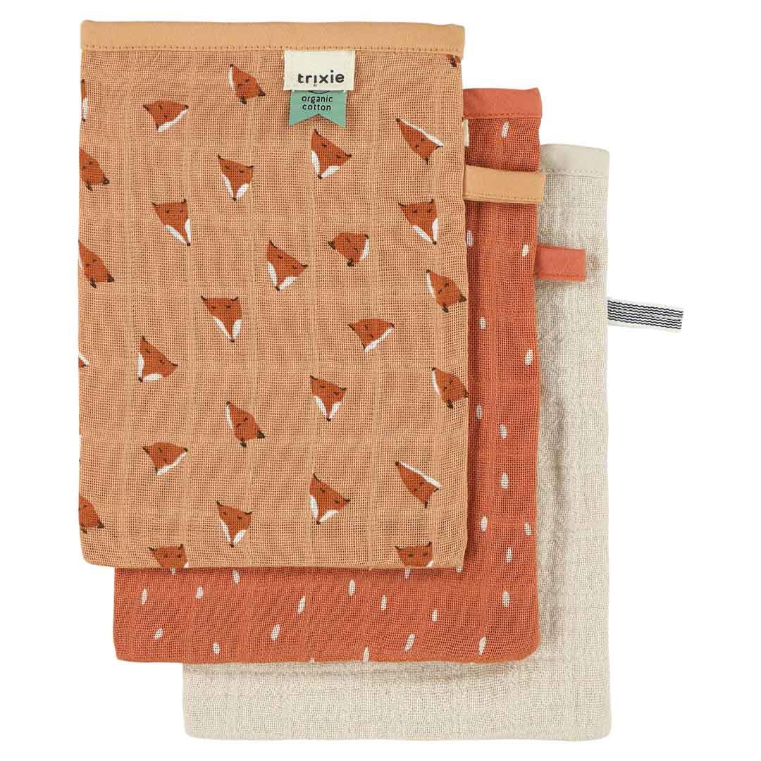 Muslin washcloths 3-pack mix - Fierce Fox